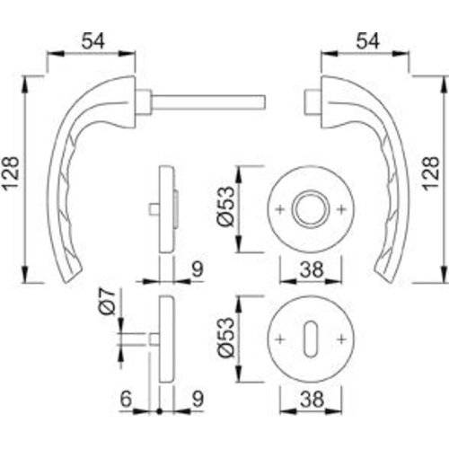 Hoppe Drückergarnitur Tôkyô 1710/42KV/42KVS, PZ, 8, F1, TS 37-42