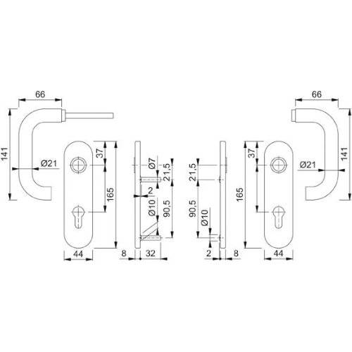 Hoppe Drückergarnitur Paris E138Z/353K, KS, BB72/8, F69, TS 35-45