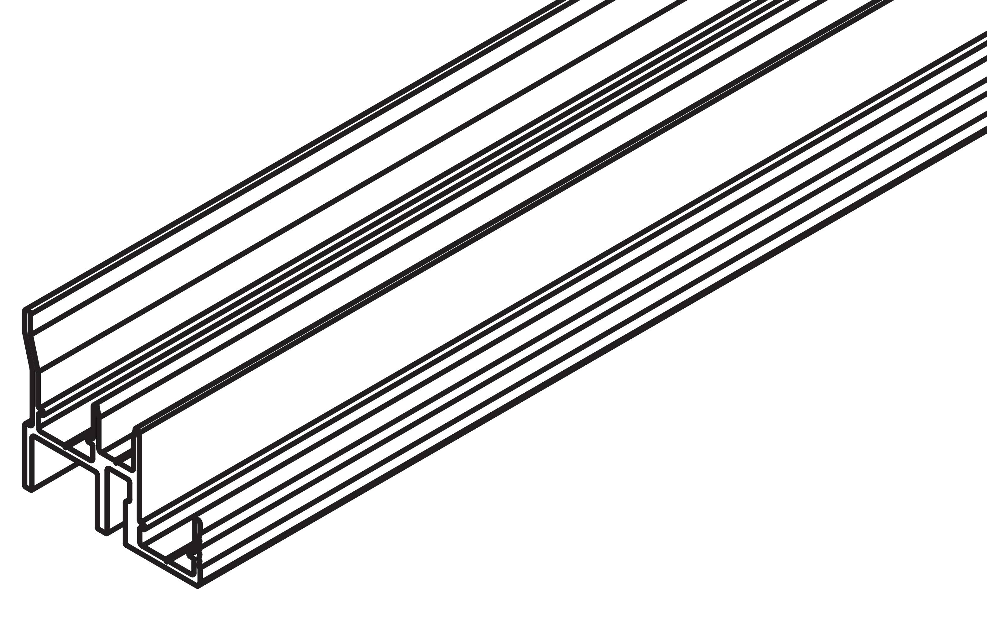 Hawa Doppelführungsschiene, Alu, eloxiert, gelocht, L= 2500 mm