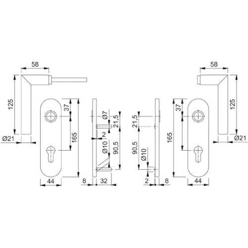 Hoppe Drückergarnitur Amsterdam E1400Z/353K, KS, PZ72/8, F69, TS 35-45