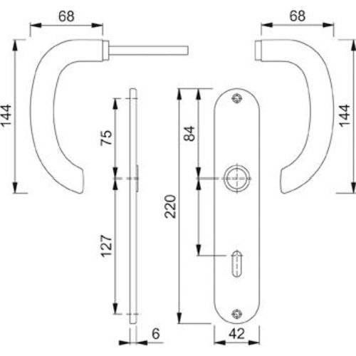Hoppe Drückergarnitur Marseille E1138Z/302, LS, BB72/8, F69, TS 35-45, o. No.