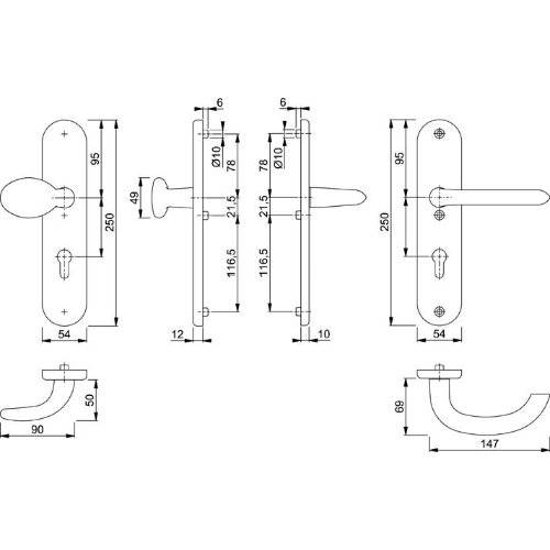 Hoppe SI-WSG 76G/3331/3410/1138, LS ov., 12mm, ES1/PZ 92/10, F1, TS 67-71