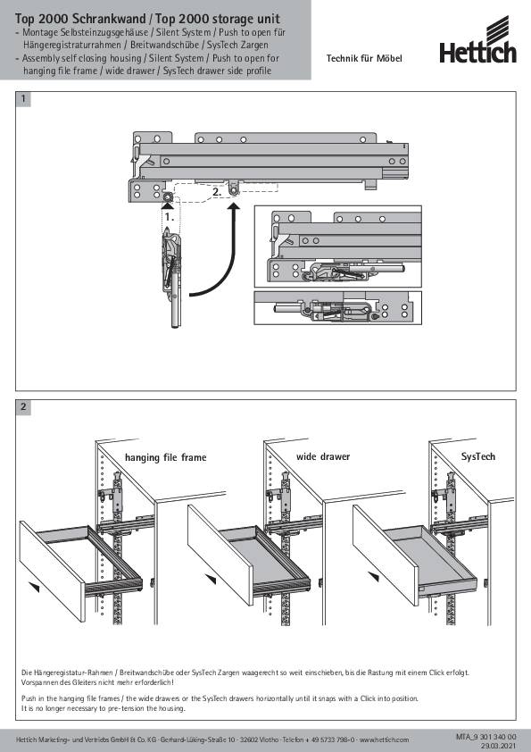Set Selbsteinzugsgehäuse Control Silent System für Endlosbauweise