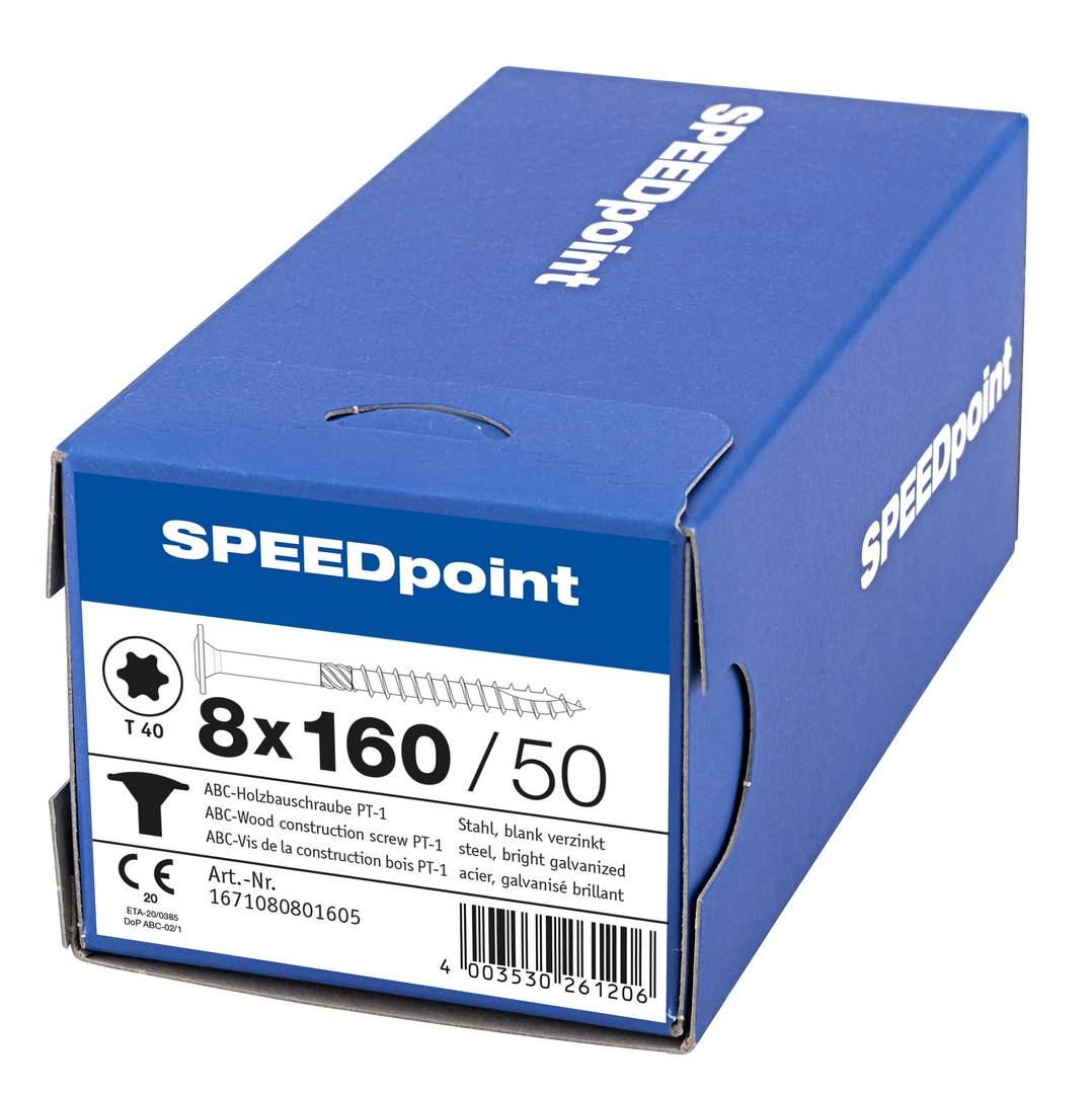 Spax Speedpoint Holzbauschraube Tellerkopf TX 8x160 Verzinkt Teilgew. Tellerkopf