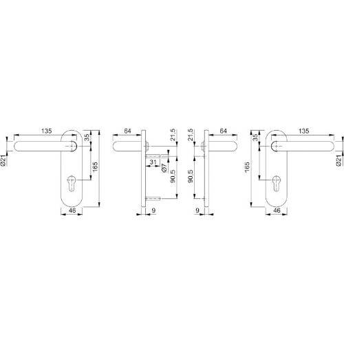 Hoppe PA Drückergarnitur Paris FS-K138/353K, KS, PZ72/9, F9005, TS 40-65