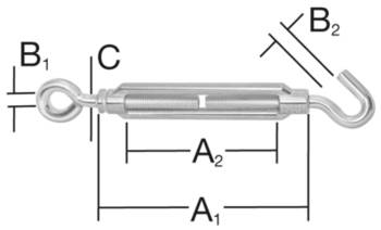 Vormann Spannschloss M6X90 Haken/Öse