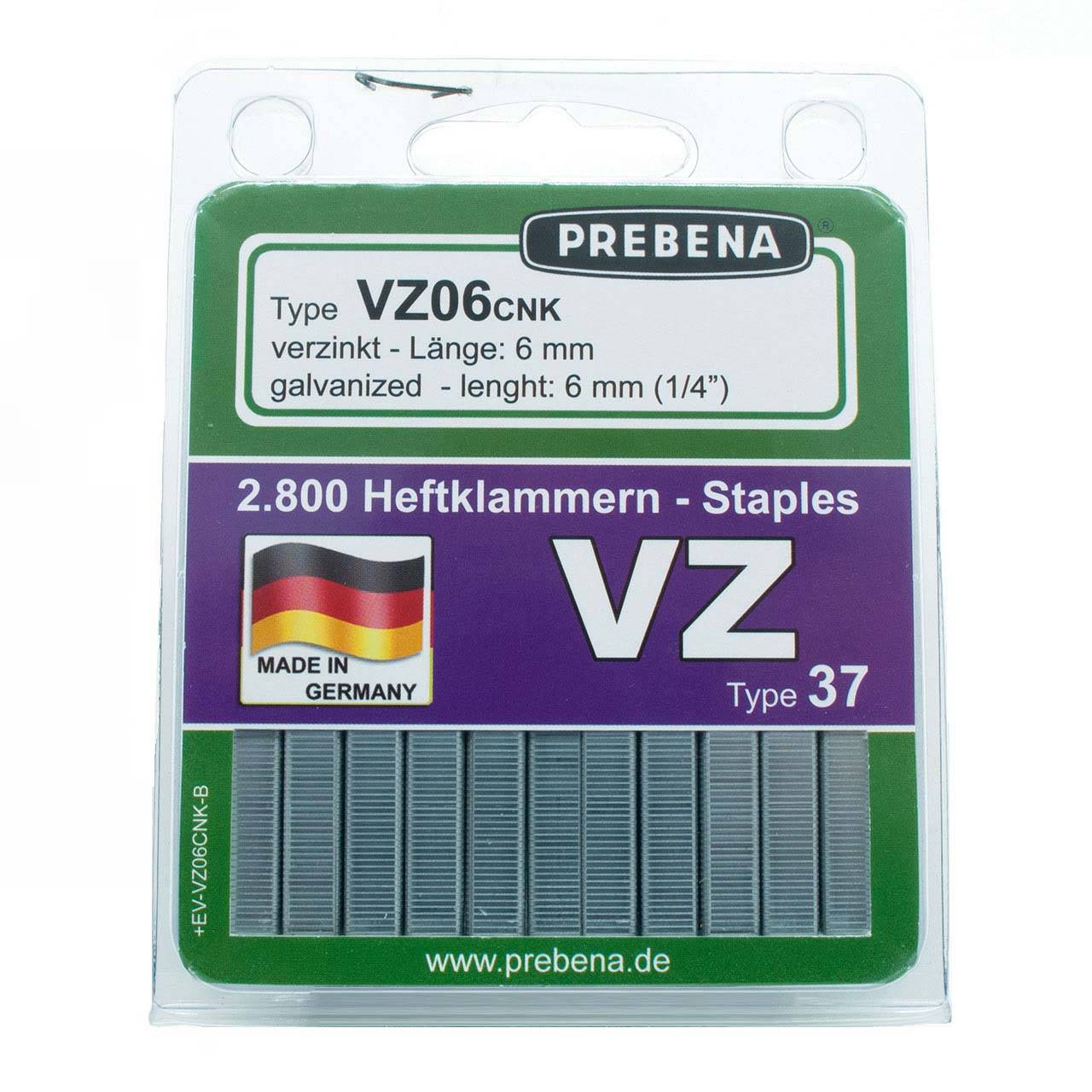 Prebena Heftklammern im Blister VZ06CNK-B P = 2800 Stck.