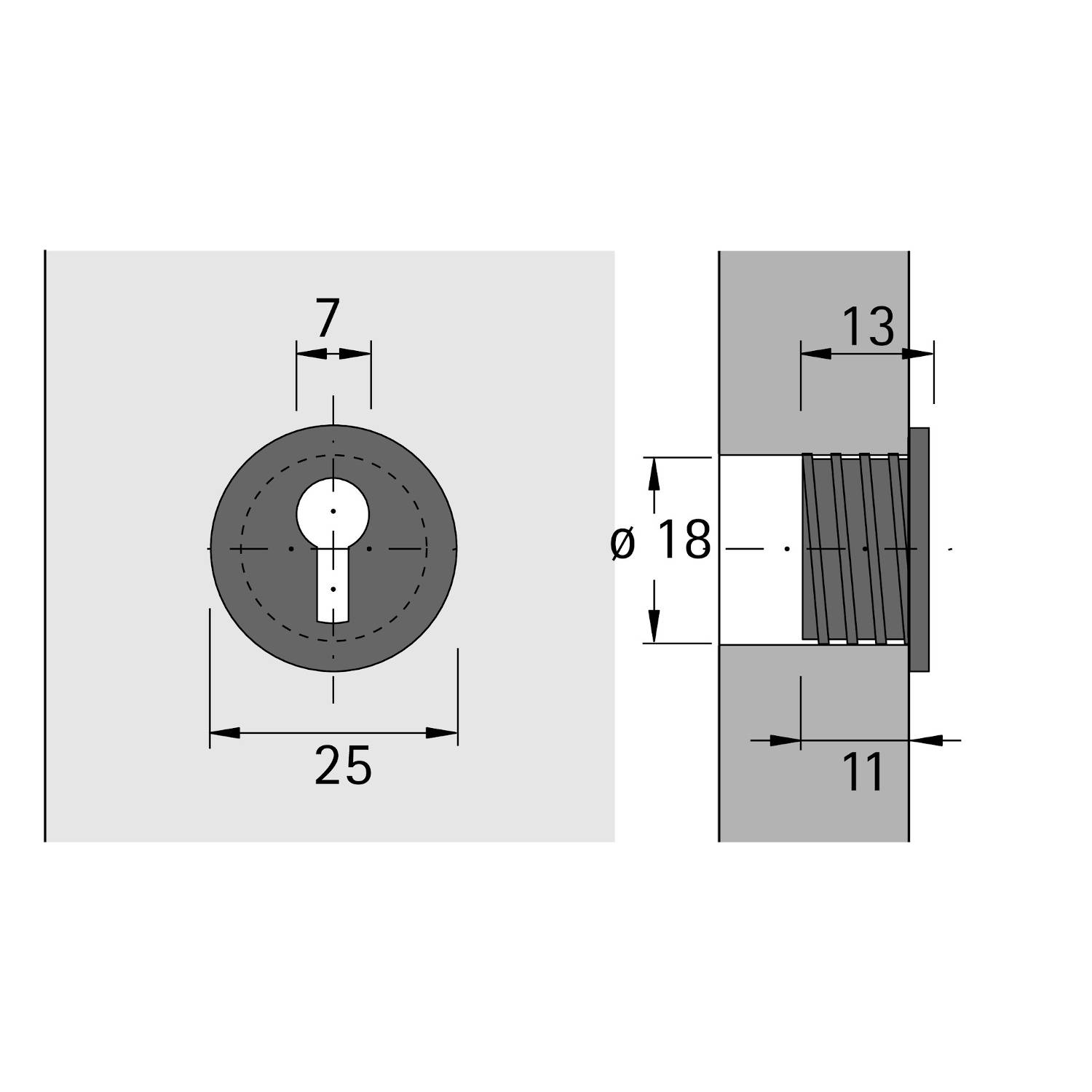 Schlüsselbuchse Typ 2575 mattvernickelt