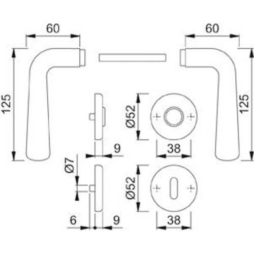 Hoppe Wechselgarnitur Helsingborg E48/17KV/17KVS/1730Z, PZ, 8, F69, TS 37-42