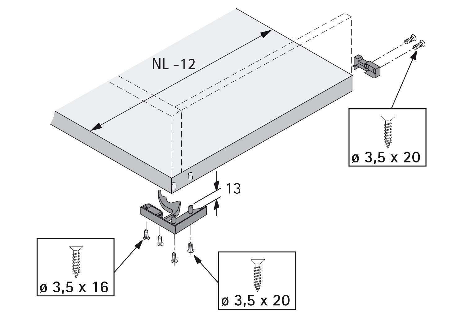 Kupplung u. Aufnahmehalter für 16/19mm Tablarböden