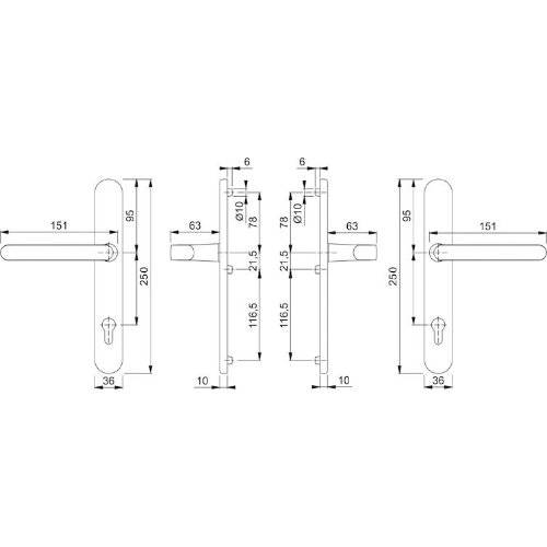 Hoppe Drückergarnitur Luxembourg 1500/3357N, LS, PZ92/8, F9016, TS 67-72
