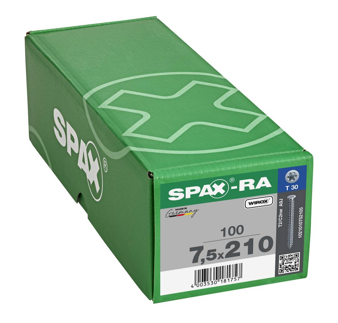 Spax-Ra Flachsenkkopf T-Star Plus T30 Vollgewinde Wirox 100St 7,5x210