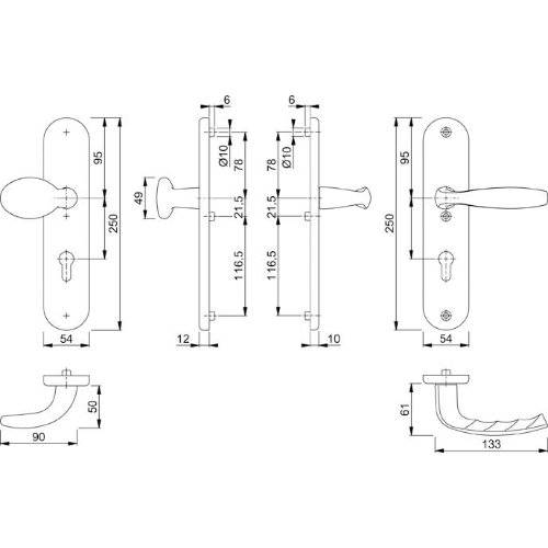 Hoppe SI-WSG 76G/3331/3410/1810H, LS ov., 12mm, ES1/PZ 72/8, F1, TS 41-46