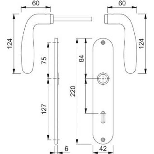 Hoppe Drückergarnitur Card.E1850Z/302, LS, WC/S78/8 (8), F69, TS 37-42, o.No., C