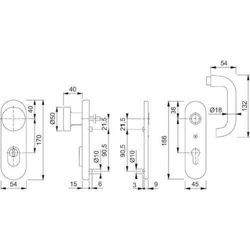 Hoppe SI-WSG 58/3332KZA/353K-1/138L, KS ov., 15mm, ES1, ZA/PZ 72/8, F1, TS 37-42