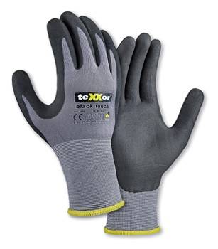 teXXor® Nylon-Strickhandschuhe black touch® grau/schwarz 10