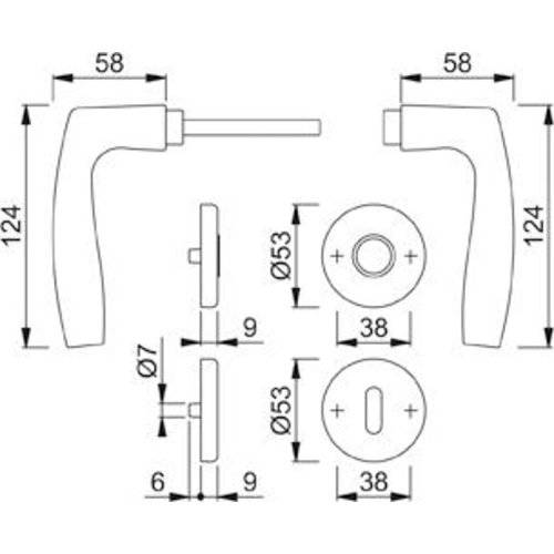Hoppe Drückergarnitur Vitória 1515/42KV/42KVS, BB, 8, F1, TS 37-42