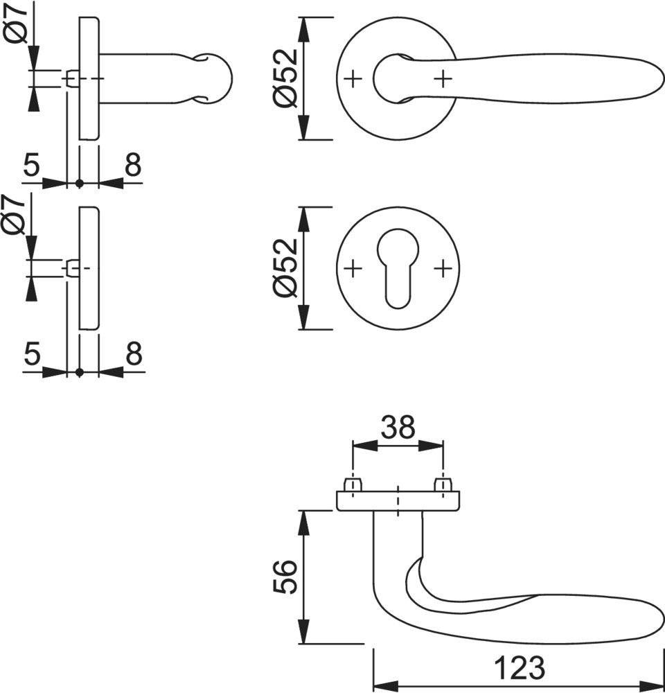 Hoppe Halbgarnitur Verona E1800Z/42/42S, PZ, 8, F69