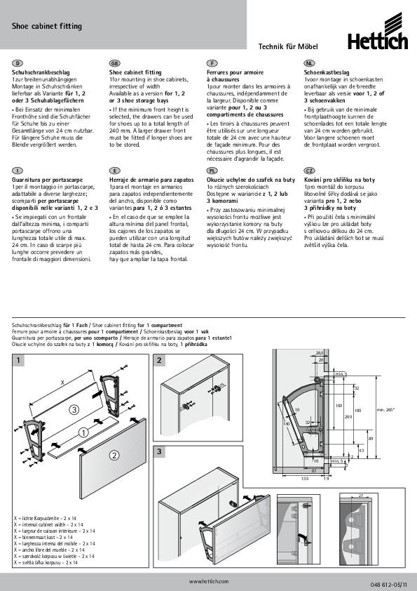 Schuhschrankbeschlag 3 Fächer Kunststoff weiss