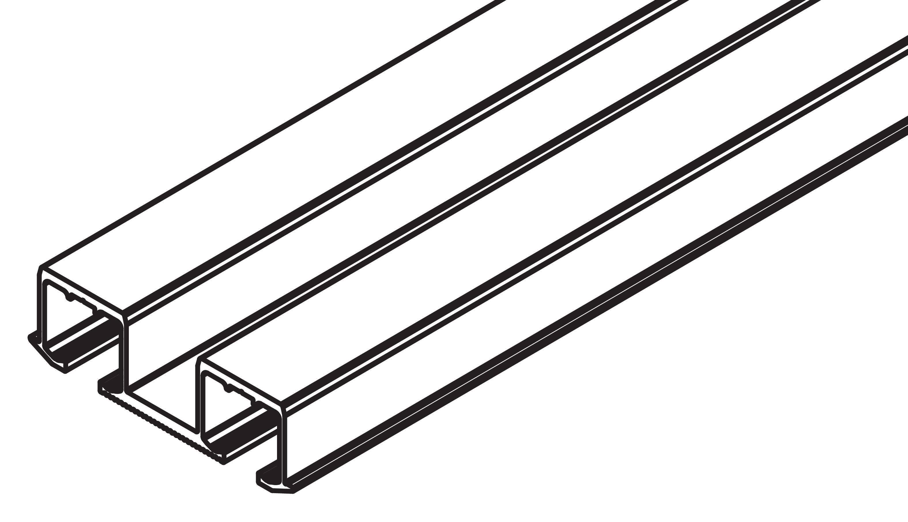 Hawa Doppellaufschiene Hawa Clipo 26/36, zum Schrauben, Alu eloxiert, L= 2500 mm