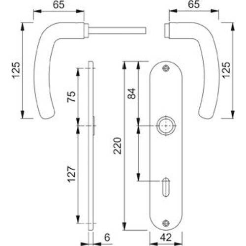 Hoppe Drückergarnitur Denver E1310Z/302, LS, WC/S78/8 (8), F69, TS 37-42, o. No.