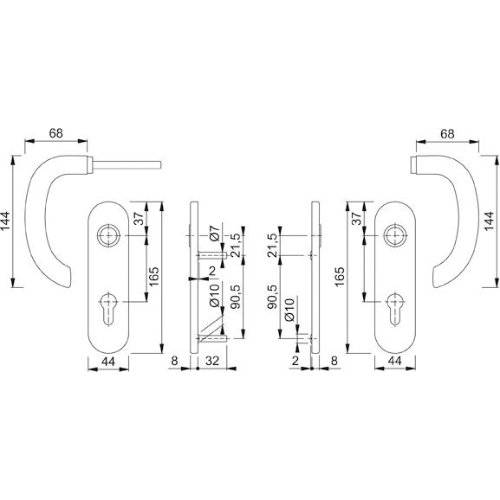 Hoppe Drückergarnitur Marseille E1138Z/353K, KS, PZ72/8, F69, TS 35-45