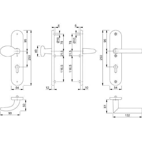 Hoppe SI-WSG 76G/3331/3410/1140, LS ov., 12mm, ES1/PZ 72/8, F1, TS 41-46