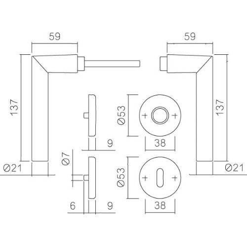 Hoppe Wechselgarnitur Amsterdam 58/42KV/42KVS/1400, PZ, 8, F1, TS 37-42