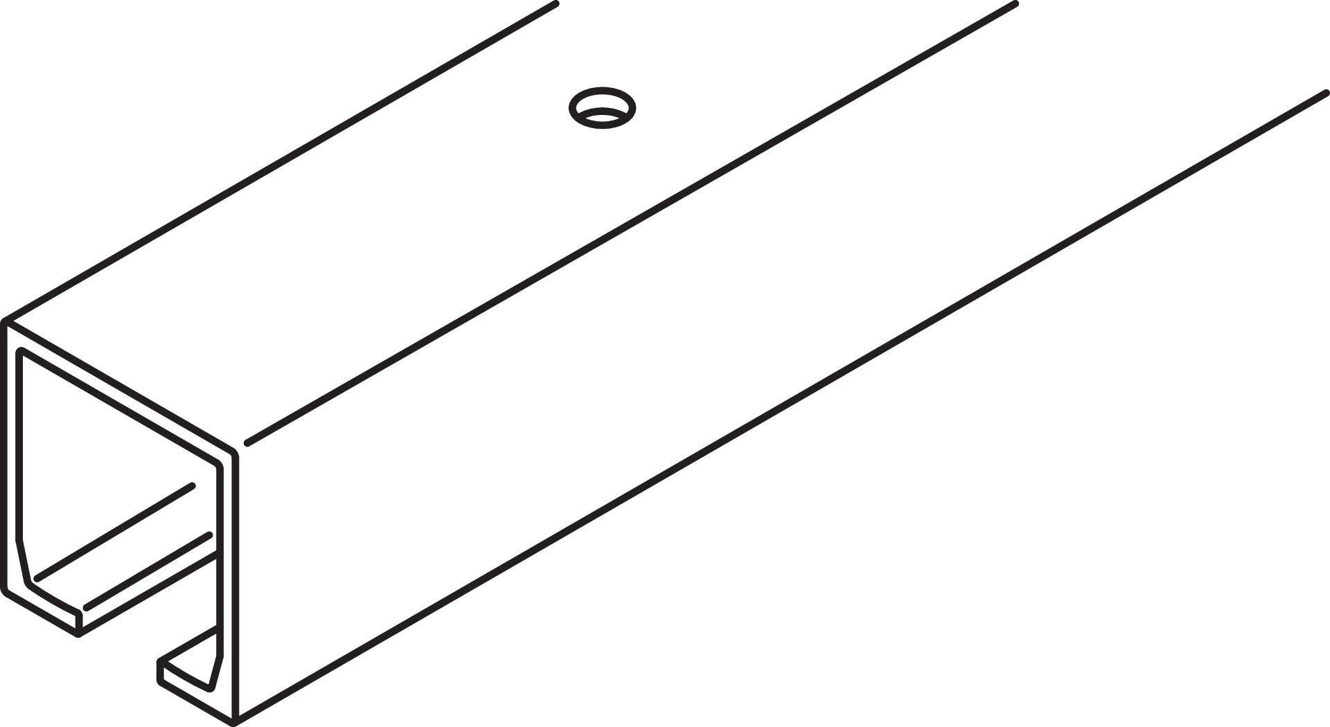 Eine einfache Illustration, die ein rechteckiges Holzbrett mit einem einzelnen Loch in der Mitte zeigt.