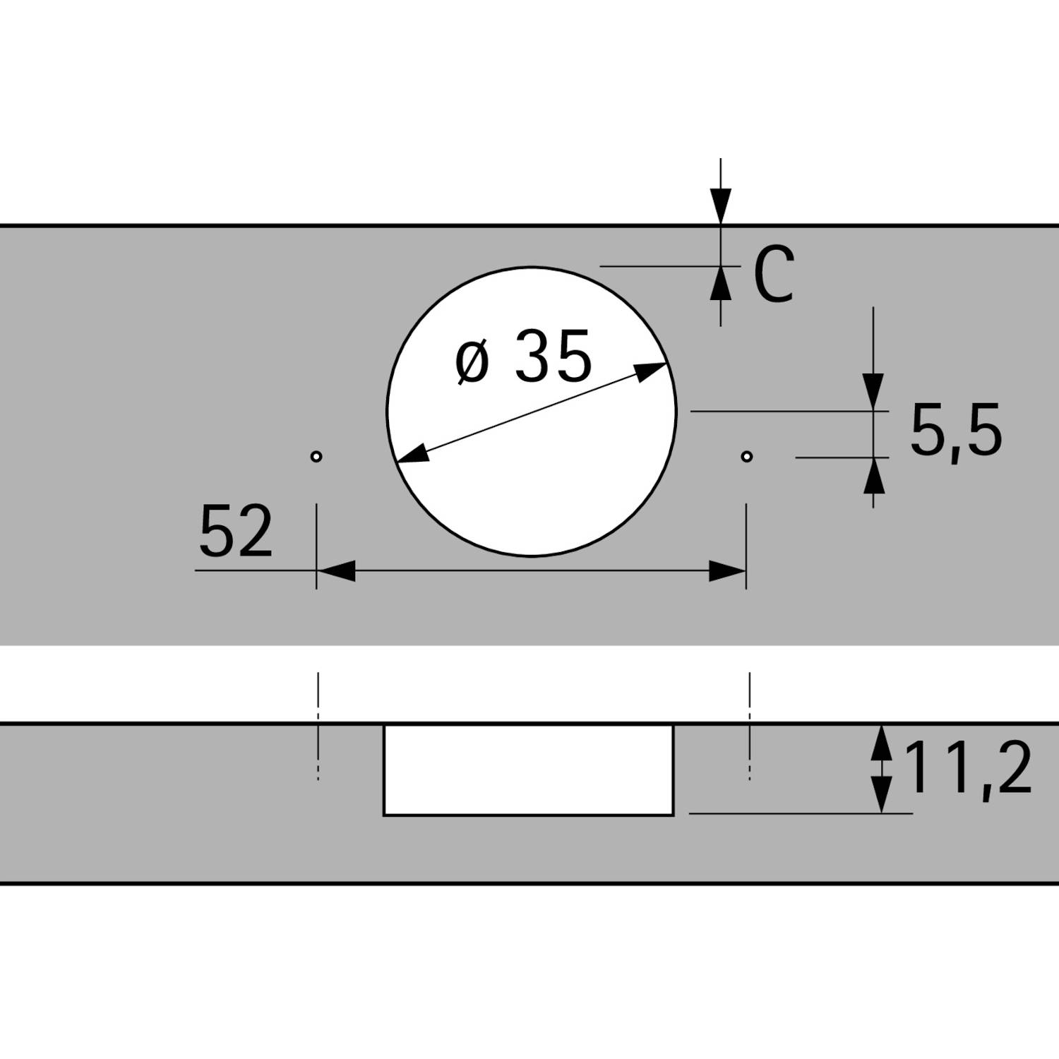 Intermat Dicktürscharnier, Türdicke bis 32 mm 9936 vorliegend, 95°TH42