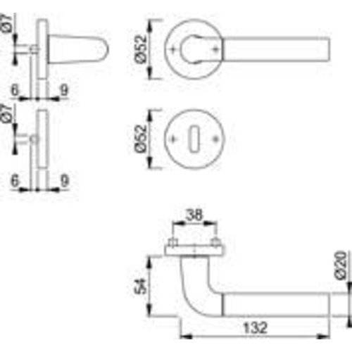 Hoppe Drückergarnitur Bremen 1505/42KV/42KVS, PZ, 8, F49/F9-2, TS 37-42