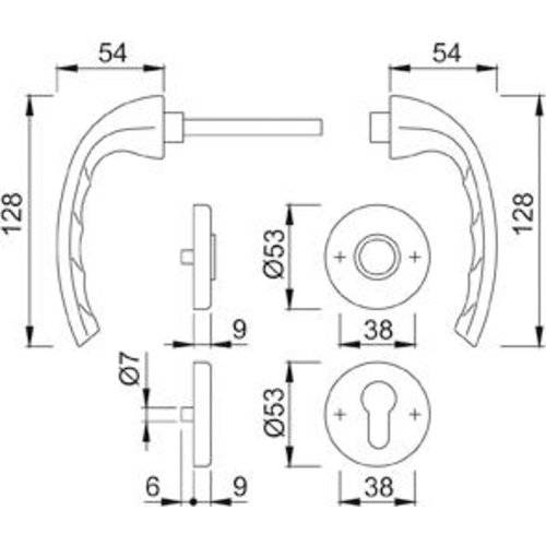 Hoppe Wechselgarnitur Tôkyô 58/42KV/42KVS/1710, PZ, 8, F1, TS 37-42
