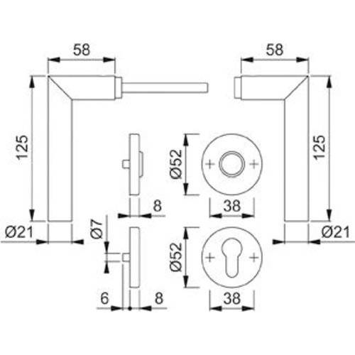 Hoppe Wechselgarnitur Amsterdam E58/42KV/42KVS/1400Z, PZ, 8, F69, TS 37-42