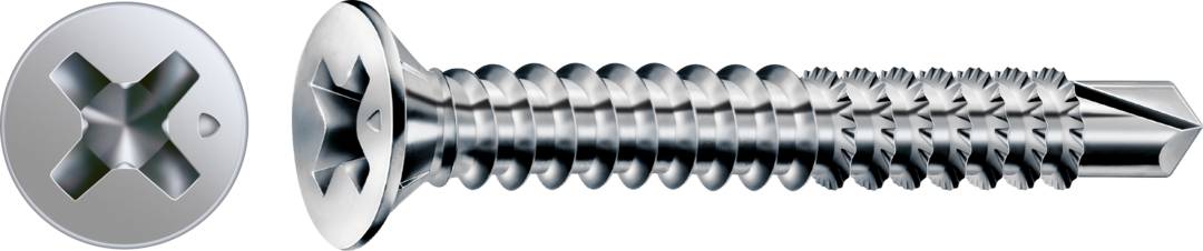 Fex-A Senkkopf Fraesrippen Kreuzschlitz H2 Bohrspitze Wirox 1000St 3,9x25