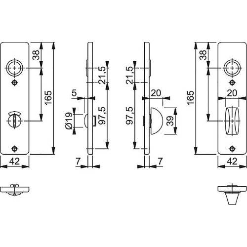 Hoppe Langschildpaar London 202SP, eckig o. No., WC/SS 78, TS 40, F2