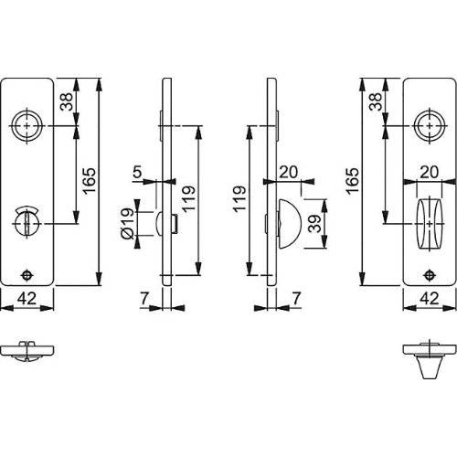Hoppe Langschildpaar London 202SP, eckig o. No., WC/SS 78, TS 40, F2