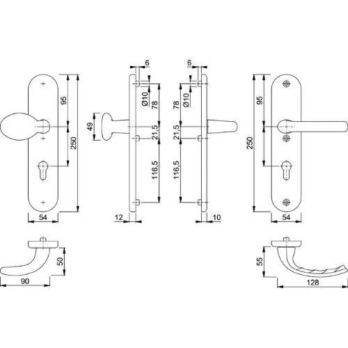 Hoppe SI-WSG 76G/3331/3410/1710, LS ov., 12mm, ES1/PZ 92/10, F1, TS 66-71