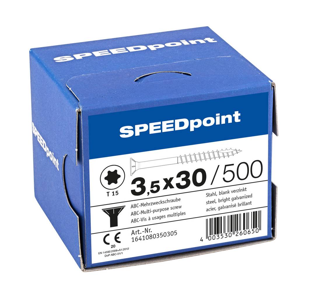 Spax Speedpoint Universalschraube TX 3,5x30 Verzinkt Teilgewinde Senkkopf
