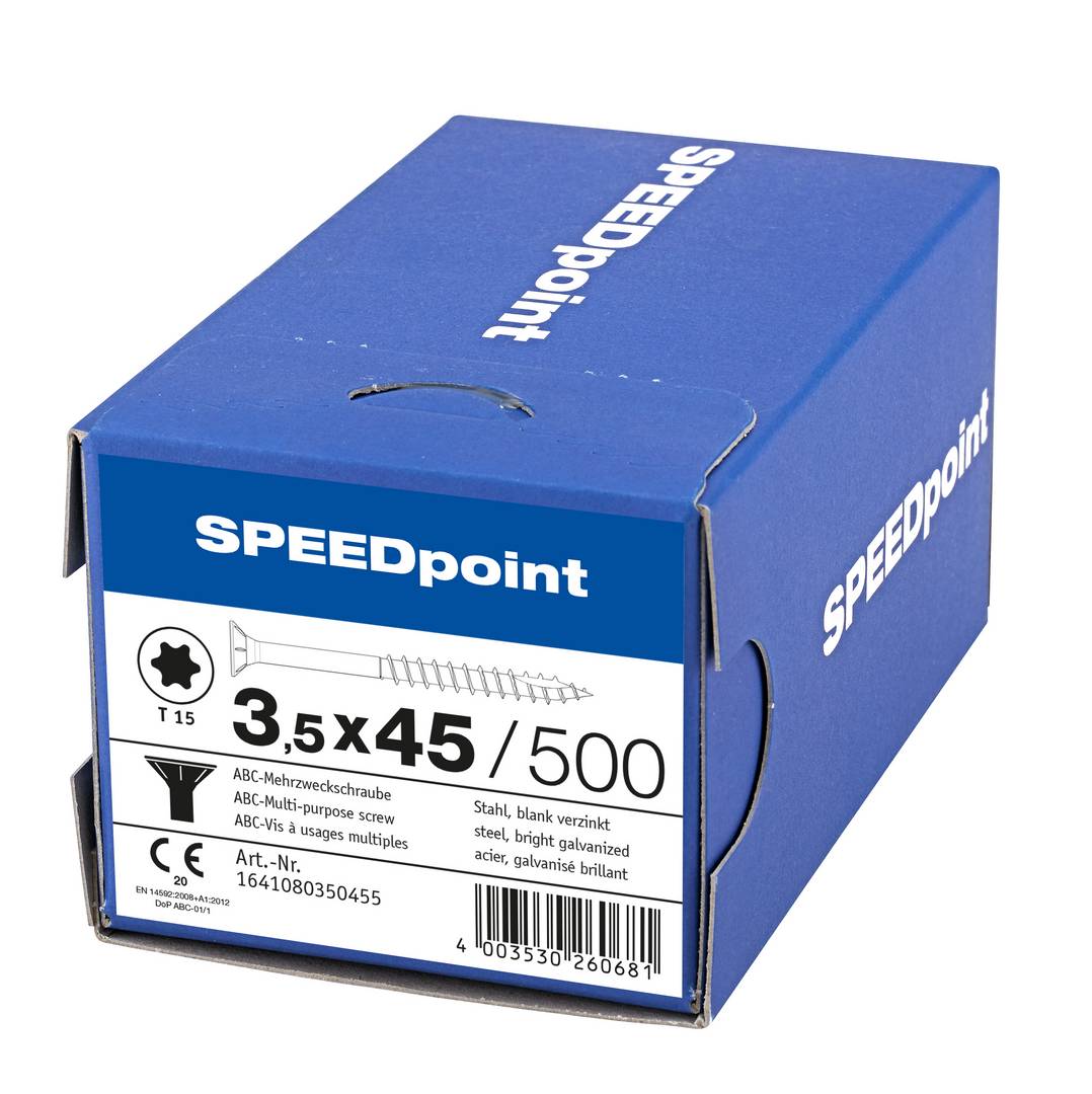 Spax Speedpoint Universalschraube TX 3,5x45 Verzinkt Teilgewinde Senkkopf