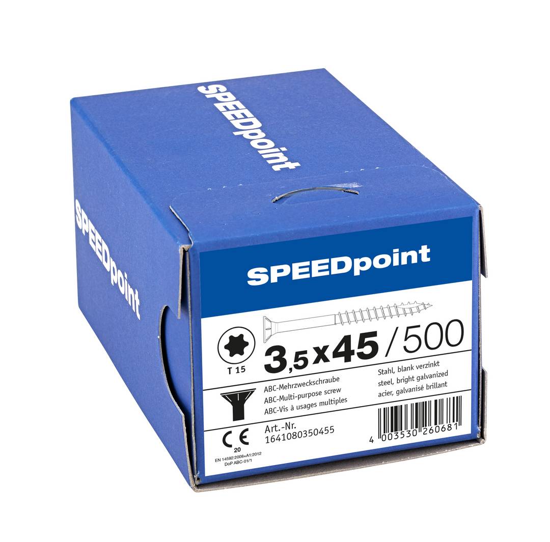 Spax Speedpoint Universalschraube TX 3,5x45 Verzinkt Teilgewinde Senkkopf
