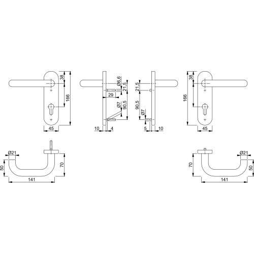 Hoppe Drückergarnitur Paris FS-138/353KH, KS, PZ72/9, F1, TS 40-65