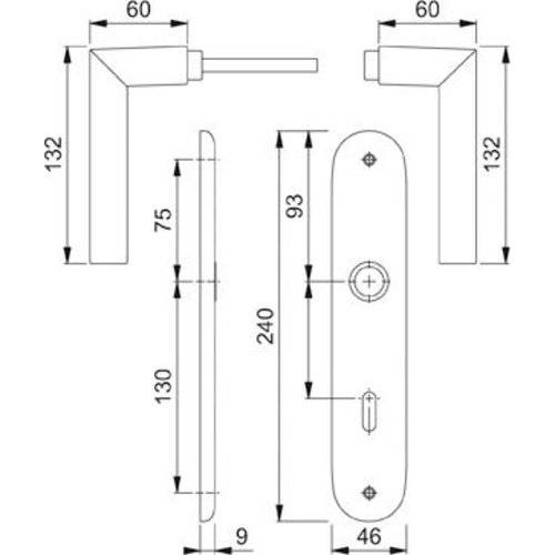 Hoppe Drückergarnitur Stockh.1140/273P, LS, WC/S78/8 (8), F1, TS 37-42, o.No., C