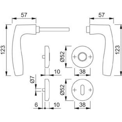 Hoppe Drückergarnitur Vitória M1515/23KV/23KVS, WC/S, 8(8), F41-R, TS 37-42