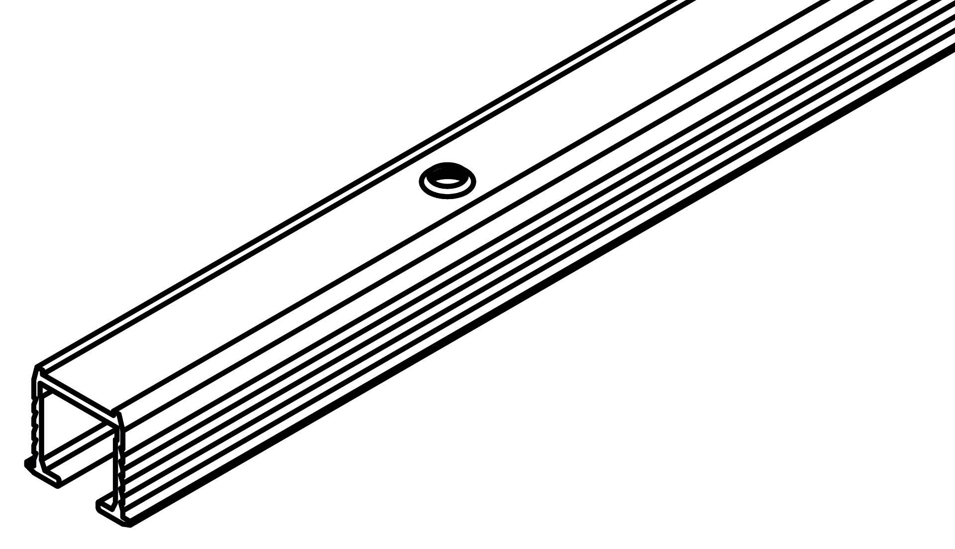Illustration eines Holz- oder Metallbalkens mit einer Schraube auf seiner Oberfläche, aus einem Winkel dargestellt. Einfache Strichzeichnung ohne Hintergrund.