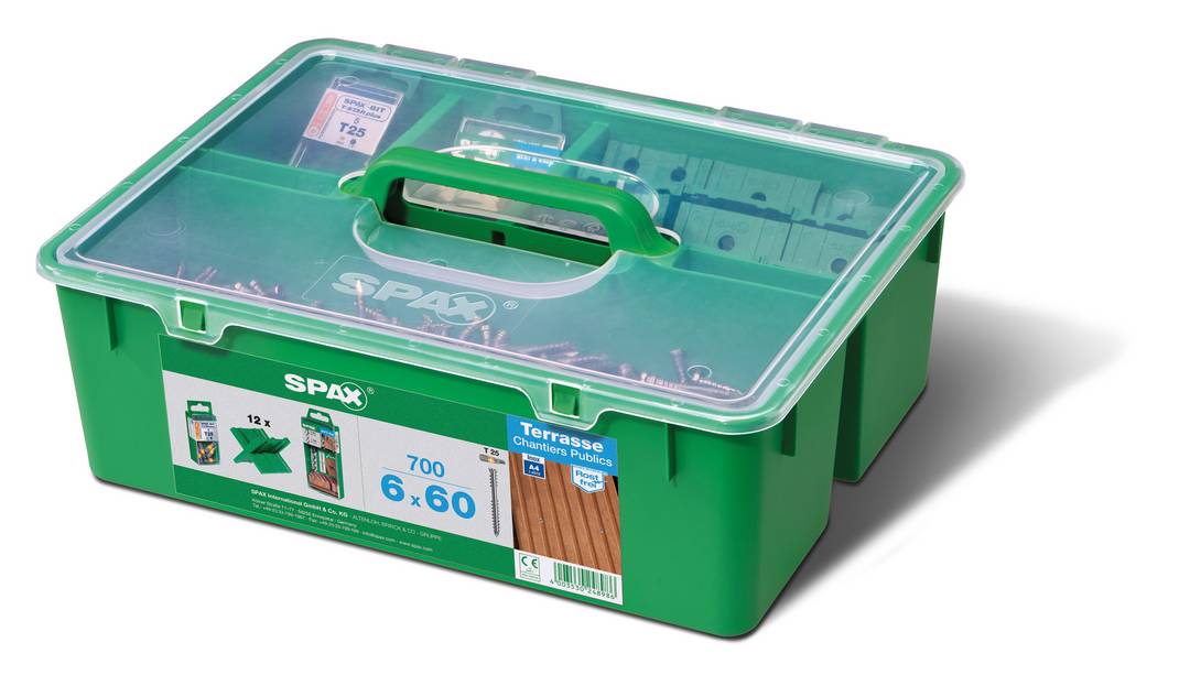 Spax Green Box Terrasse A4 Zyl.-Kopf T-Star T25 Fixiergew. 700 St 6x60