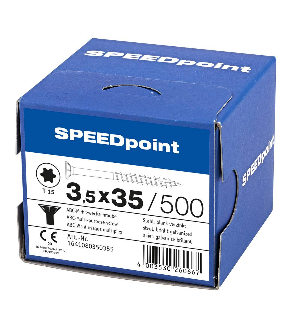 Spax Speedpoint Universalschraube TX 3,5x35 Verzinkt Teilgewinde Senkkopf