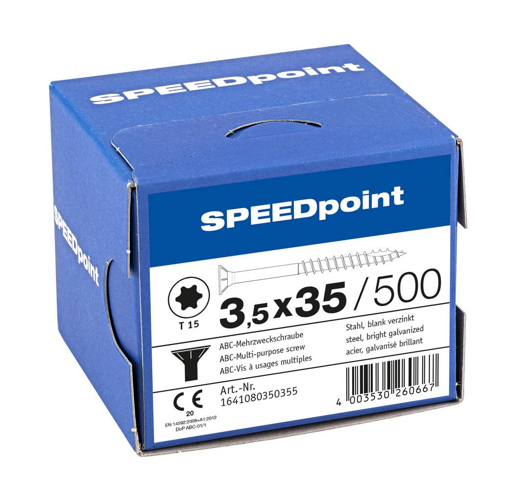 Spax Speedpoint Universalschraube TX 3,5x35 Verzinkt Teilgewinde Senkkopf