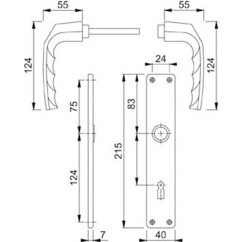 Hoppe Drückergarnitur Birmingham 1117/202SP, LS, BB72/8, F2, TS 27-47, o. No.