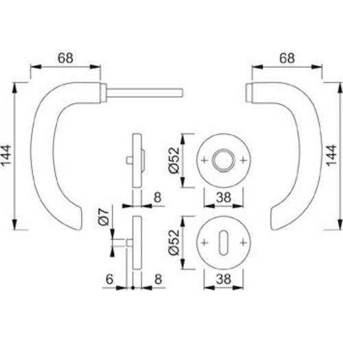 Hoppe Wechselgarnitur Marseille E58/42KV/42KVS/1138Z, PZ, 8, F69, TS 37-42