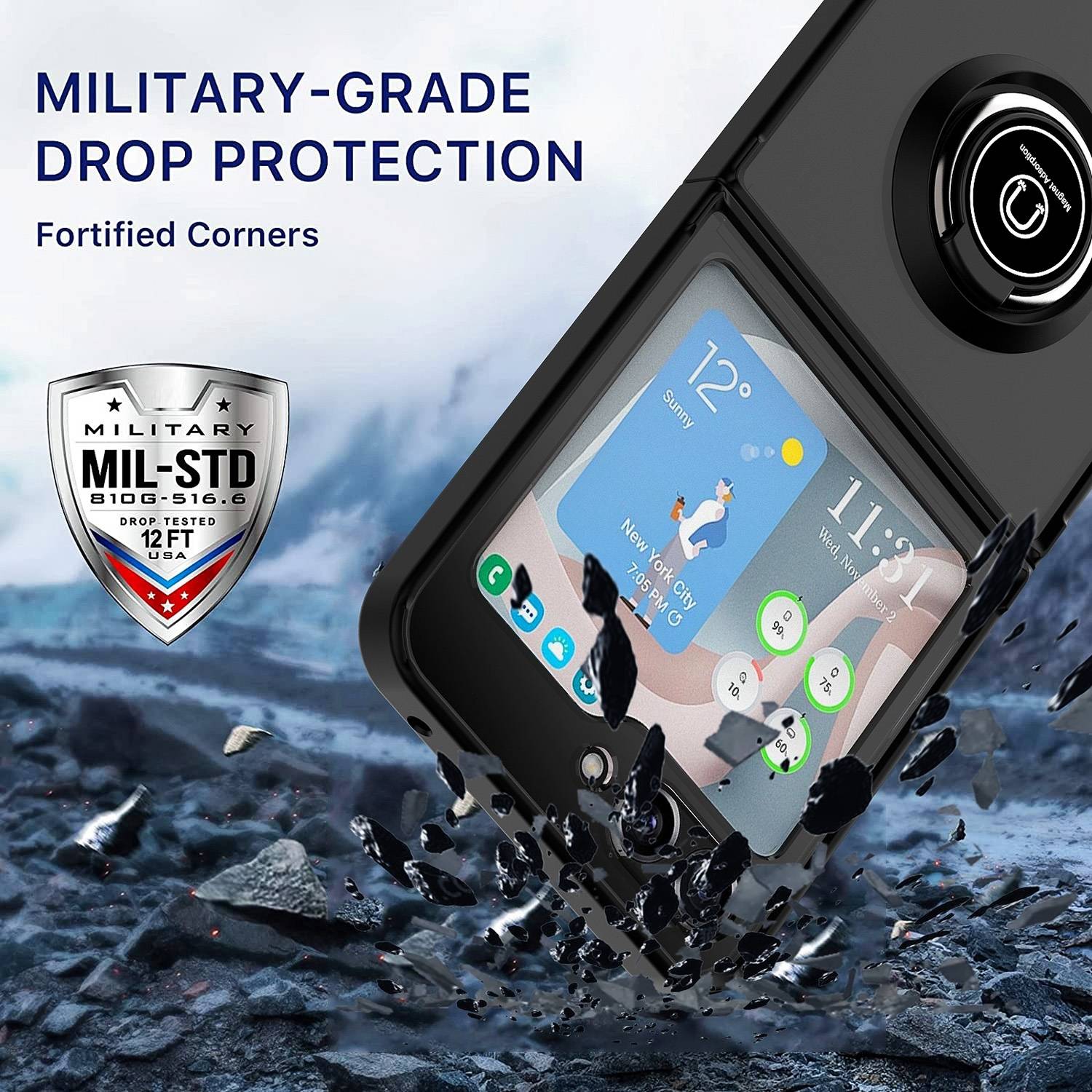 Für Samsung Galaxy Z Flip7 FE / Flip6 5G Shadow Design TPU + PC Schutz Hülle Tasche Case Schutzhülle Rot / Schwarz